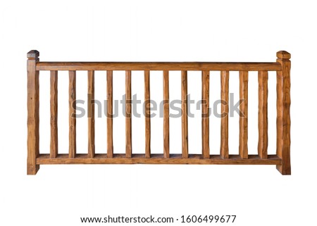 Wooden railing isolated on white background