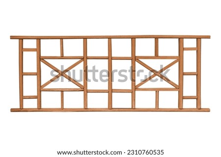Wooden railing isolated on white background with clipping path.