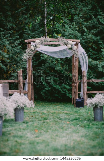 Wooden Railroad Tie Wedding Arch Tool Stock Photo Edit Now