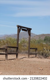 Wooden Ranch Gate In The Desert