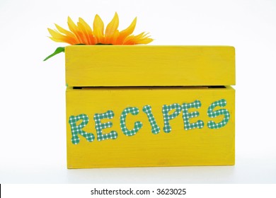 Wooden Recipe Box With White Background