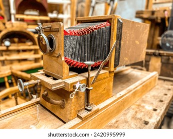 Wooden retro camera. vintage photo camera. Retro film camera. Passion for photography. - Powered by Shutterstock