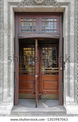 Wooden Revolving Door at Old Bank Building