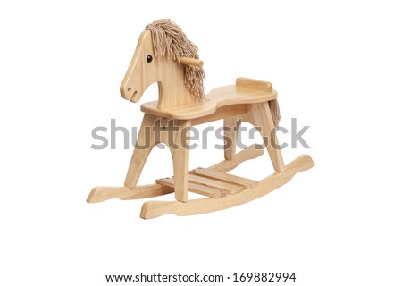 Wooden Rocking Horse on white background 