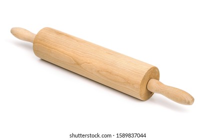 Wooden Rolling Pin Isolated On White