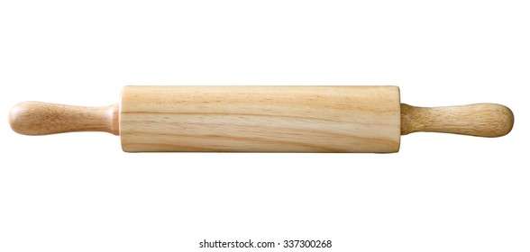 Wooden rolling pin, isolated on white background