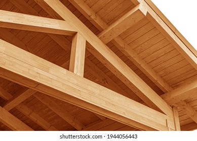 Wooden roof structure. Glued laminated timber roof. - Shutterstock ID 1944056443