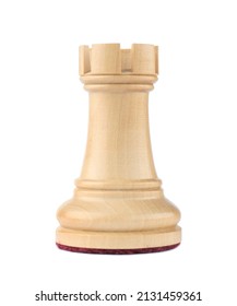 Wooden rook isolated on white. Chess piece