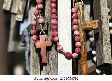 Wooden rosary background 
