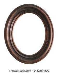 Wooden Round Frame For Paintings, Mirrors Or Photo Isolated On White Background