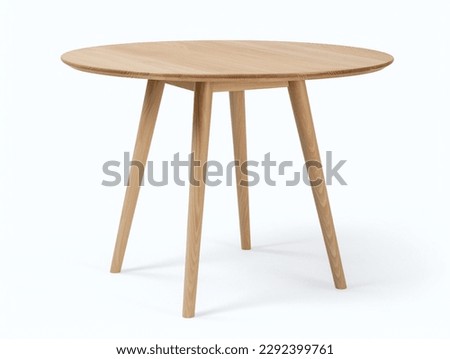 Wooden round table isolated on white background.