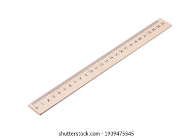 wooden ruler isolated on white background. measure school tool cut out.