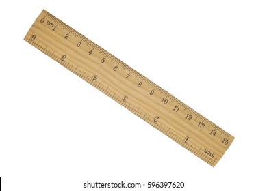 Wooden Ruler Isolated On White Background