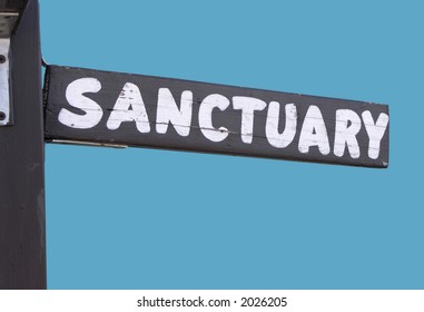 Wooden Sanctuary Sign  -isolation