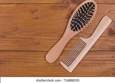 Wooden Scalp And Massage Brush And Hair Comb