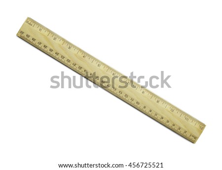 Wooden School Ruler With Inches And Millimeters Isolated On White Background Wooden School Ruler With Inches And Millimeters Isolated On White Background