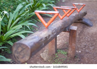 Wooden See Saw On The Playground