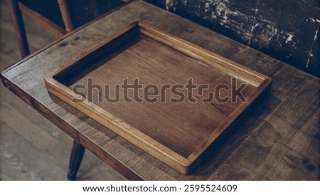 Wooden serving tray, rustic table setting, minimalist design, home decor, kitchen essentials, natural materials.