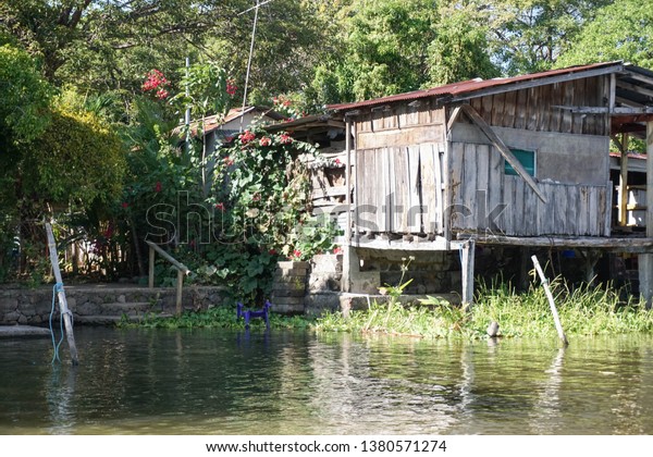 Wooden Shack Water On Stilts Small Stock Photo Edit Now 1380571274