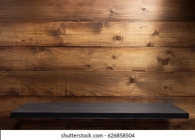 Wooden Shelf At Background Texture