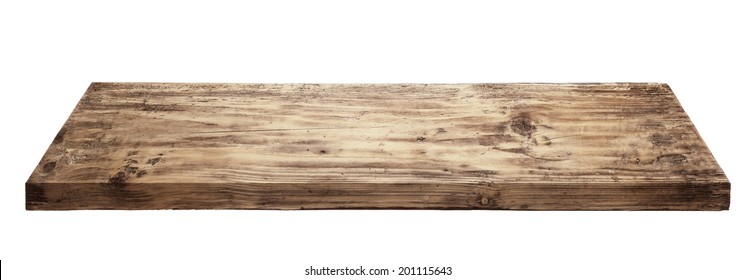Wooden shelf isolated on white
