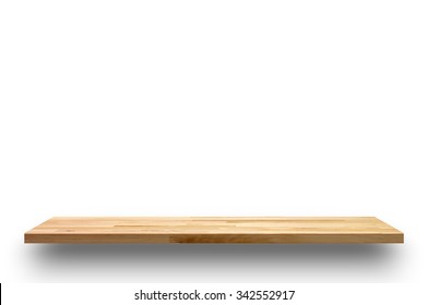 Wooden Shelf Isolated On White Background