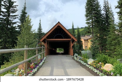 Wooden Sheltered Bridge Leading Into Sun Peaks, Canada