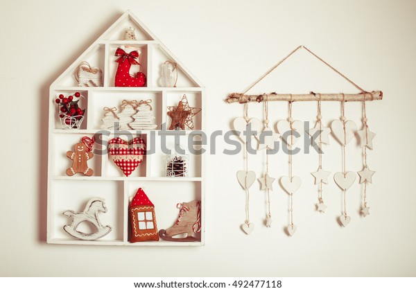 Wooden Shelves Shape Cozy Home Christmas Stock Photo Edit Now