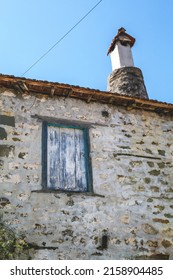 Wooden shutters on stone house. Ano Chora village, Nafpaktia. - Shutterstock ID 2158904485