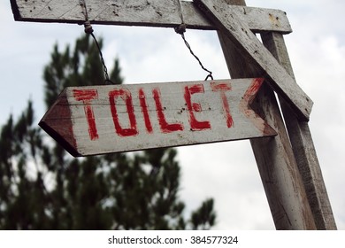 Wooden Sigh Of Toilet