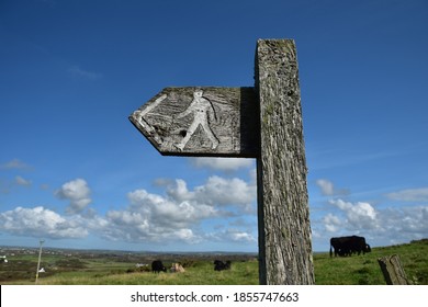 A wooden sign indicating which way to walk in the countryside. Taken in Anglesey  Wales. - Shutterstock ID 1855747663