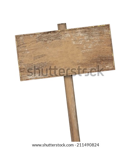Wooden sign isolated on white