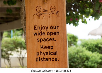 Wooden Signage For Physical Distancing