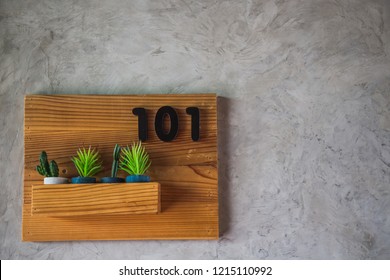 Wooden Signboard Decoration Of Room Number In The Hotel