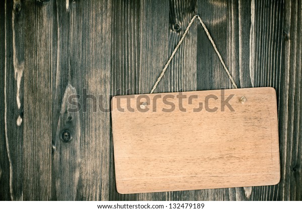 Wooden Signboard Frame Rope Hanging On Stock Photo (Edit Now) 132479189