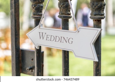 Wooden signboard sign, for wedding ceremony. - Shutterstock ID 746437489