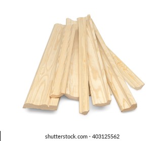 Wooden skirting boards isolated over white with clipping path.