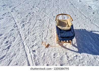 Wooden Sled On The Snow