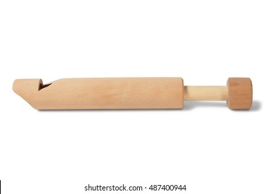 Wooden Slide Whistle On White Background