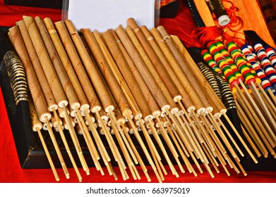 Wooden Slide Whistle,folk Toys Of Thailand.