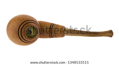 wooden smoking pipe isolated on white background close up