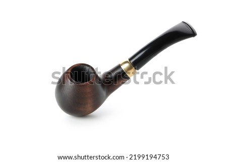 Wooden smoking pipe isolated on white background