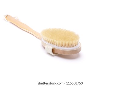 Wooden Soft Body Brush Isolated On White Background