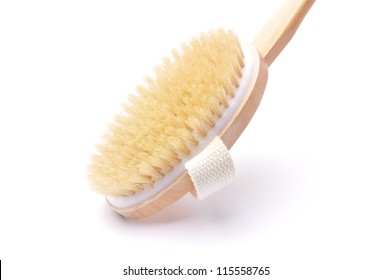 Wooden Soft Body Brush Isolated On White Background