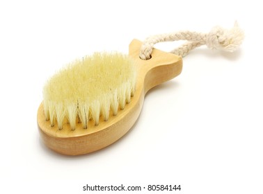 Wooden Soft Body Brush Isolated On White Background