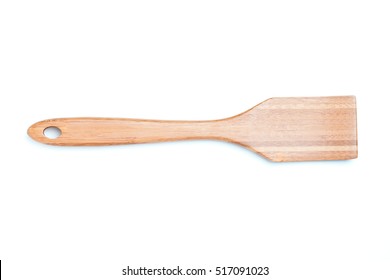 Wooden Spatula Isolated On White Background