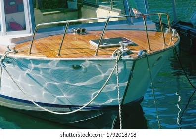 Wooden Speedboat Moored - Detail