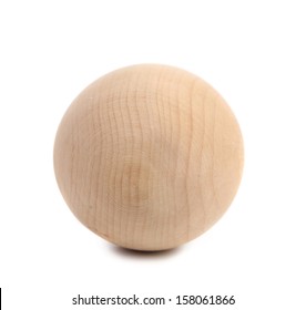 Wooden sphere isolated on a white background.