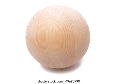 Wooden sphere isolated on a white background