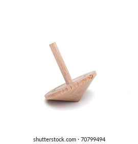 Wooden Spinning Top Isolated